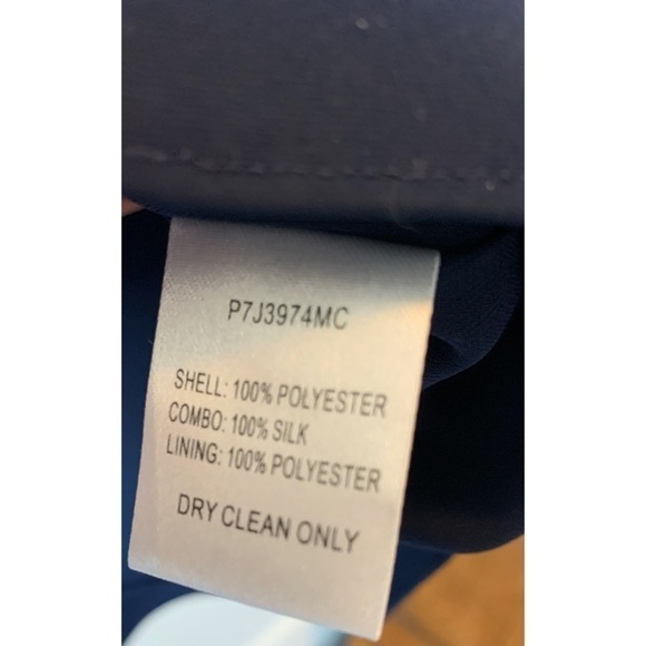 Parker Navy Kenji  Silk mix Ruffle V-neck Long Sleeves Dress Size XS - Picture 11 of 14